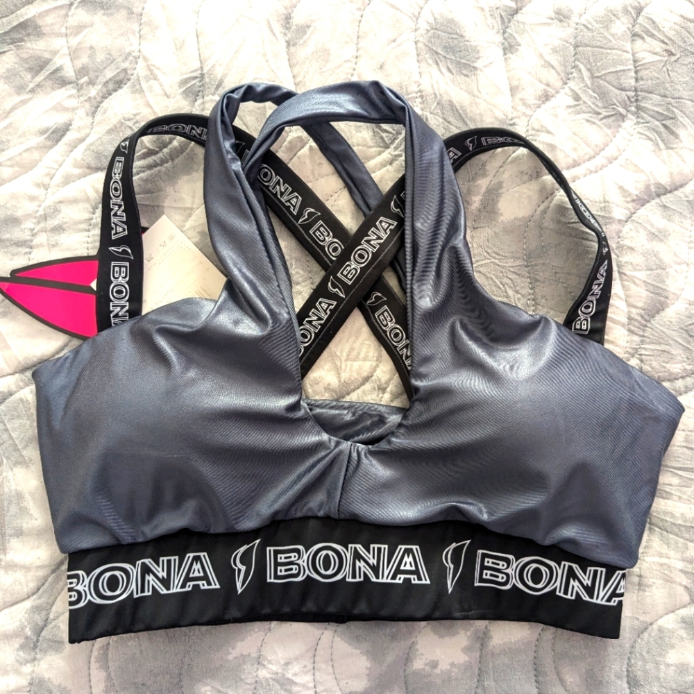 NWT Bonafide Sports Bras Heart Crush Top Steel - Picture 3 of 7